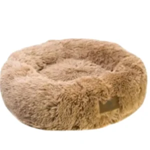 מיטה עגולה לכלב קטן בצבע בז' בהיר פלאפי נוחה ומרופדת - Petsproject
